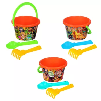 BY Песочница Набор для песочницы, ведро среднее с наклейкой, совок №2, грабельки №2, пластик