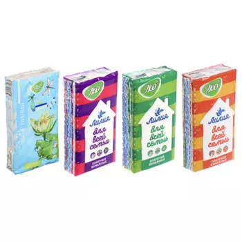 BY Платочки бумажные Лилия, 2 слоя, 10шт, неароматизированные