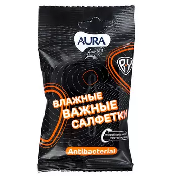 BY Салфетки влажные AURA Family антибактериальные, 15шт, арт.29029