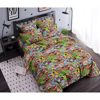 BY Сказка Комплект постельного белья 1,5 с нав. 50х70 (4 пр.), поплин 110гр/м, 100% хлопок