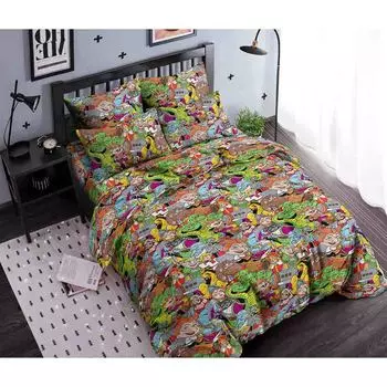 BY Сказка Комплект постельного белья 1,5 с нав. 50х70 (4 пр.), поплин 110гр/м, 100% хлопок