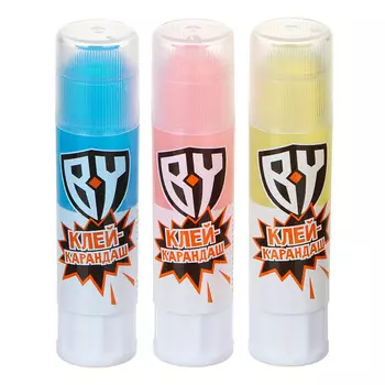 BY Сказки Клей-карандаш 8 гр, цветной "исчезающий" клеящий состав 3цв., прозрачный флакон, пластик