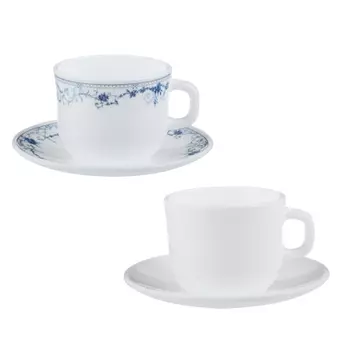 Чайная пара: чашка 250 мл, блюдце 15 см, опаловое стекло, MILLIMI "Бьянко"
