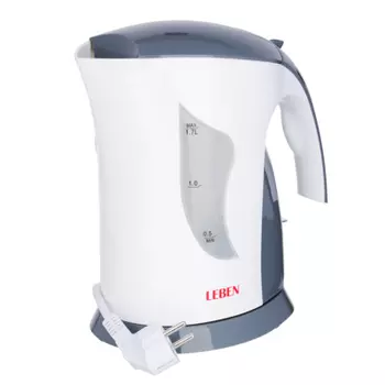 Чайник электрический 1,7 л LEBEN, 1850 Вт, пластик, белый/серый 291-869