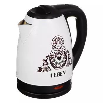 Чайник электрический 1,8 л LEBEN, 1500 Вт, нержавеющая сталь, терморисунок матрешка 291-058