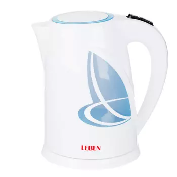 Чайник электрический 1,8 л LEBEN, 1850 Вт, LED подсветка, белый 475-124