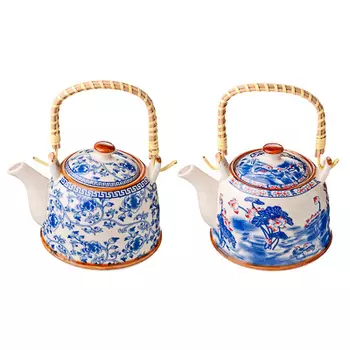 Чайник заварочный 900 мл с бамбуковой ручкой, фарфор, "Этно"