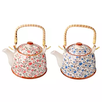 Чайник заварочный 900 мл с бамбуковой ручкой, фарфор, "Ситчик"