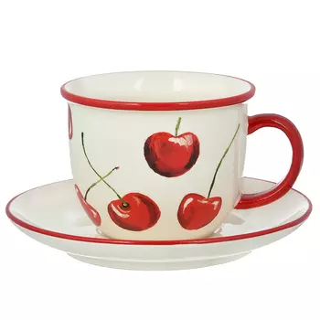 Чайный сервиз 2 предмета, керамика, MILLIMI "Вишни"