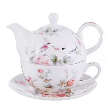 Чайный сервиз MILLIMI Ангела (чайник, чашка, блюдце) костяной фарфор