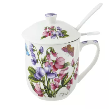 Чайный сервиз MILLIMI Камила (кружка, ситечко, ложка, крышка), костяной фарфор