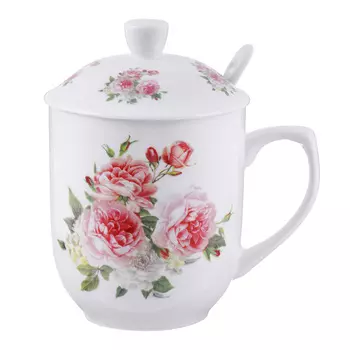 Чайный сервиз MILLIMI Романс (кружка, ситечко, ложка, крышка), костяной фарфор