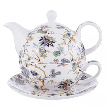 Чайный сервиз MILLIMI Жар птица (чайник, чашка, блюдце) костяной фарфор