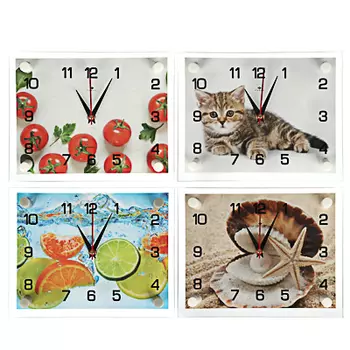 Часы настенные, 20х26см, стекло, 4 дизайна