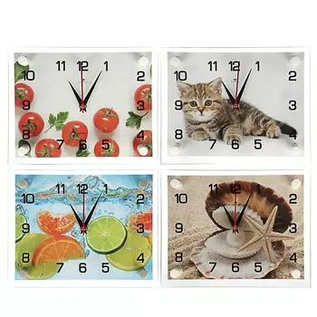 Часы настенные, 20х26см, стекло, 4 дизайна