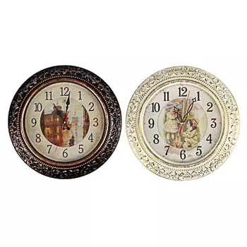 Часы настенные, 35см, пластик, 2 дизайна в декоративной раме