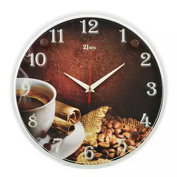 Часы настенные "Горячий кофе" 30см, стекло, 3030-47 (10)