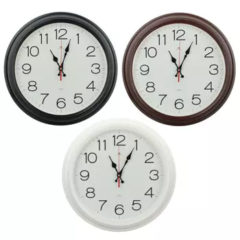 Часы настенные круг 35см, пластик, 3 цвета