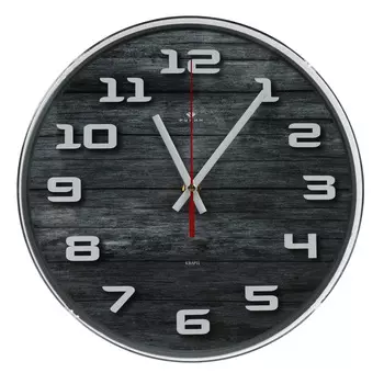 Часы настенные круг d25см, основание серое "Эко"