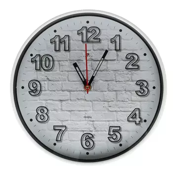 Часы настенные круг d29см, корпус белый "Кирпичи"