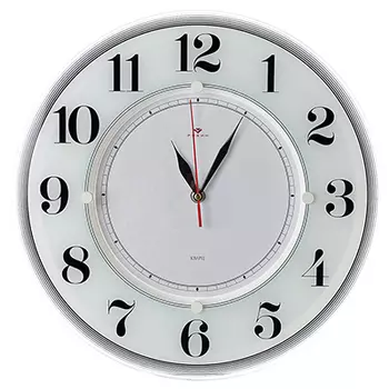 Часы настенные круглые, стекло, d34см, белый, "Классика"