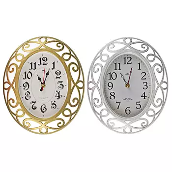 Часы настенные овал 31х26см, пластик, 2 дизайна в декоративной раме
