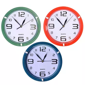 Часы настенные, пластик, 20см, 1хАА, 3 цвета