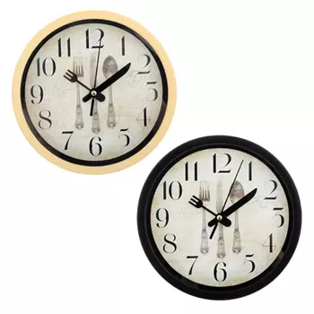 Часы настенные, пластик, 20см, 2 вида, 1xAA, "Столовые приборы"