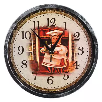 Часы настенные, пластик, 30 см, 1хАА, "Повар"