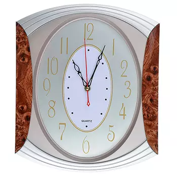 Часы настенные, прямоугольные, 1хАА, 35х30 см, серые с коричневым