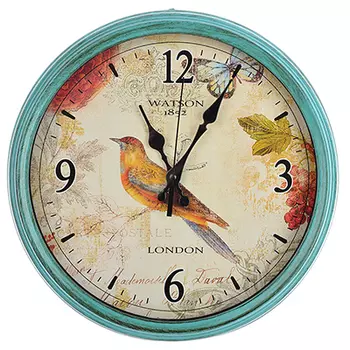 Часы настенные с изображением птицы, 1хАА, 35 см, голубые