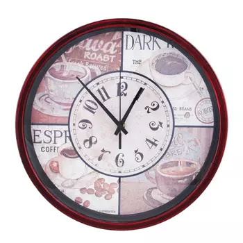 Часы настенные, с кофе, пластик, 30 см, 1хАА