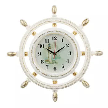 Часы настенные штурвал, d15см, пластик