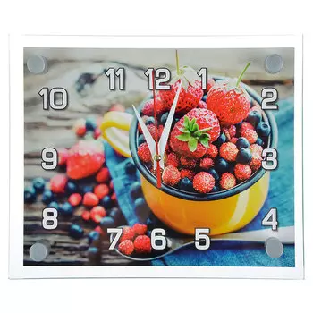 Часы настенные, стекло, 25х20см, "Ягоды"