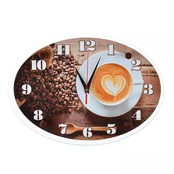 Часы настенные, стекло, 35х25см, "Чашечка любимого кофе"