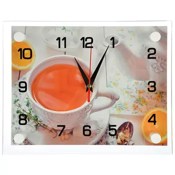 Часы настенные стеклянные, 20х26 см, "Чай с лимоном"