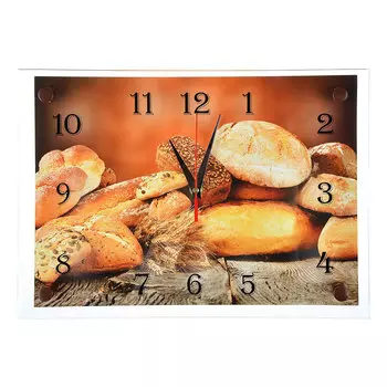 Часы настенные стеклянные, 25х35 см, "Хлебное изобилие"