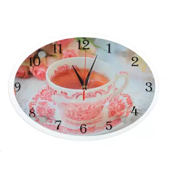 Часы настенные стеклянные, 34х24 см, "Вкусный чаек"