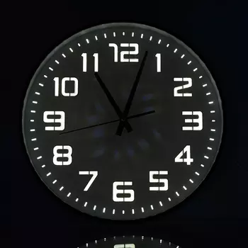 Часы настенные, светящиеся, пластик, 35 см, 1хАА, USB