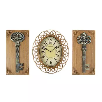 Часы настенные в форме ключей, с панно, 59.9x31.9x4.8 см, пластик