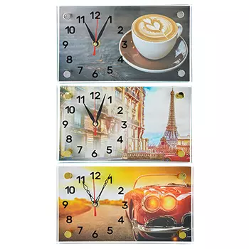 Часы настольные прямоугольной формы, стекло, 13х23см, 3 дизайна ГЦ арт 3