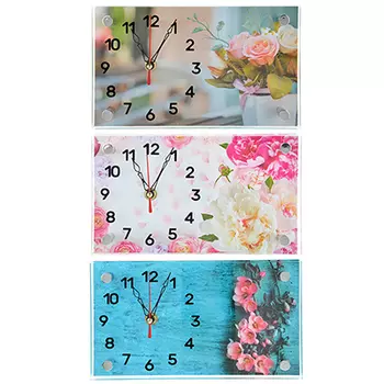 Часы настольные прямоугольной формы, стекло, 13х23см, 3 дизайна ГЦ арт 4