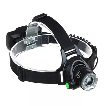 ЧИНГИСХАН Фонарь налобный, 1 T6 LED, с фокусировкой, 2*1200мАч, 3 режима, пластик