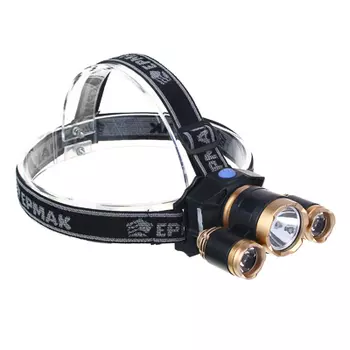 ЧИНГИСХАН Фонарик налобный, 1000 мАч, 3 LED, 7х6 см, 3 режима, пластик