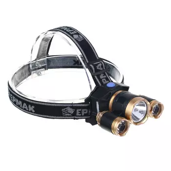 ЧИНГИСХАН Фонарик налобный, 1000 мАч, 3 LED, 7х6 см, 3 режима, пластик