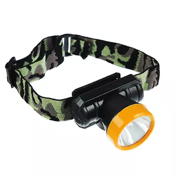 ЧИНГИСХАН Фонарик налобный, 1 LED, 0.5Вт, 1xАА, 6,5х7см, пластик, 1 режим