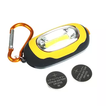 ЧИНГИСХАН Фонарик с карабином, COB, 1Вт, 2x2032, 7х3х2см, пластик/металл, 3 режима