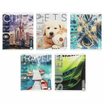 ClipStudio Тетрадь общая 48л. в клетку, БЕЛЫЕ ЛИСТЫ, обложка картон, скрепка, 5 дизайнов