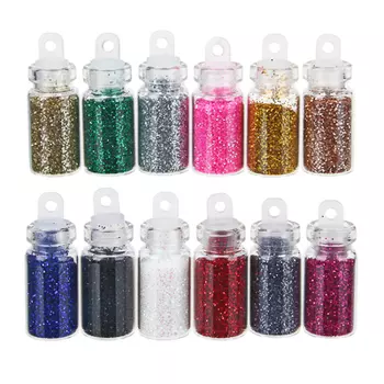 Декор для дизайна ногтей в баночках ЮниLook "Блёстки", 12 шт, разноцветные