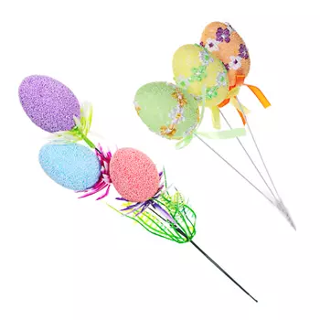 Декор пасхальный, набор 3 шт, пластик, полиэстер, 23-27см, арт.1610-03, 2 вида